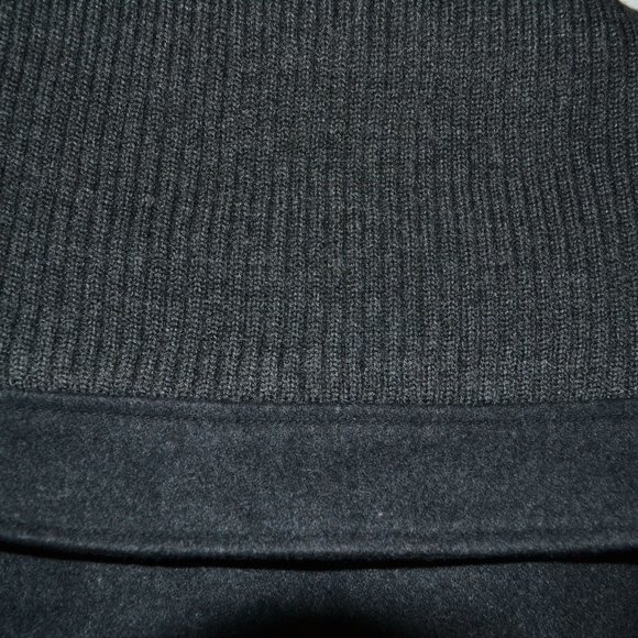 Grey DKNY Jeans Statement Cropped Wool Jacket w/ Oversized Knit Collar & Hem - Picture 6 of 10